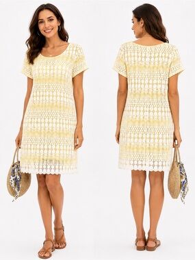 MaMa Mia! Beautiful Women’s Yellow Sun Dress- Tiana B.- L
